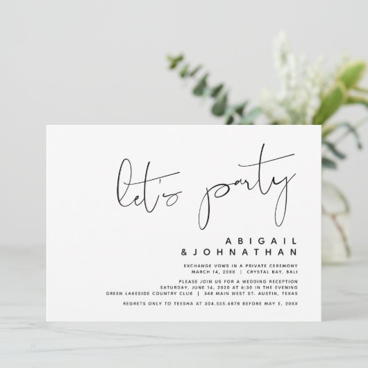 Moderne weddenschapsuitsluiting, Laten we feest ho Kaart (Staand voorkant)