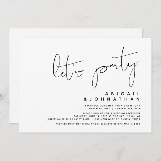 Moderne weddenschapsuitsluiting, Laten we feest ho Kaart (Voorkant / Achterkant)