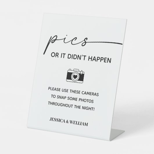 Moderne Wedding Camera Pics of het gebeurde niet Reclamebord Met Voetstuk (Voorkant)