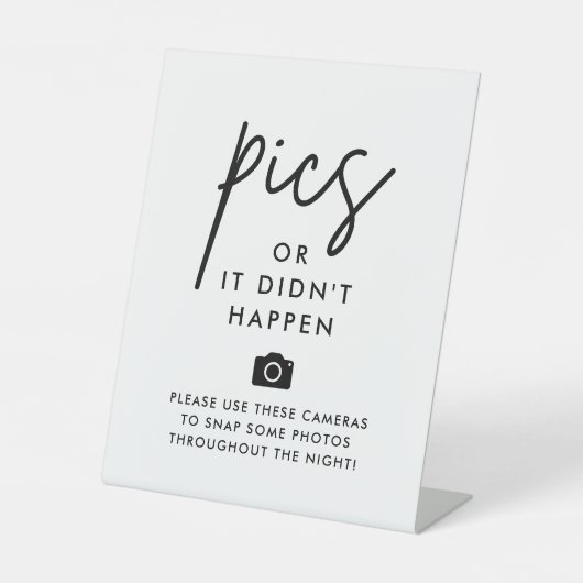 Moderne Wedding Camera Pics of het gebeurde niet Reclamebord Met Voetstuk (Voorkant)