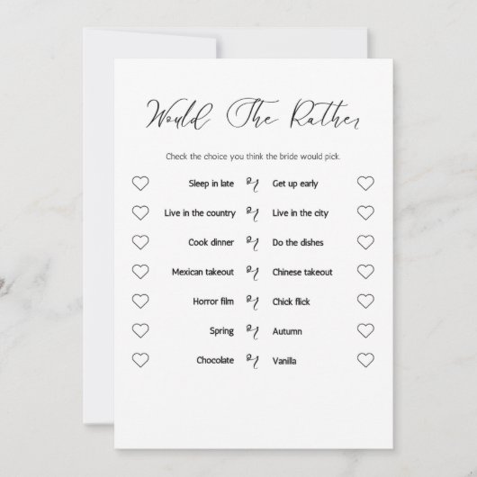 Moderne Wedding Spelletjes Wedding Receptie Spelka Kaart (Voorkant)