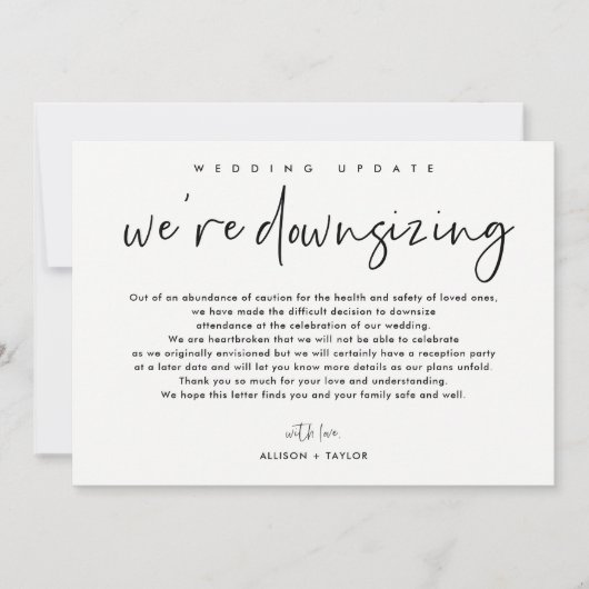 Moderne Wedding Update Downsize Fotoaankondiging Kaart (Voorkant)
