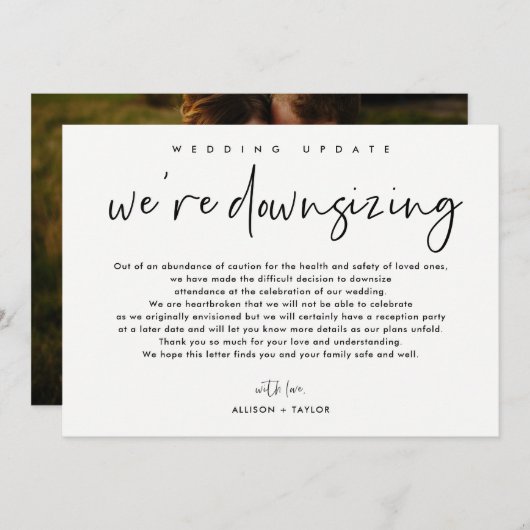 Moderne Wedding Update Downsize Fotoaankondiging Kaart (Voorkant / Achterkant)