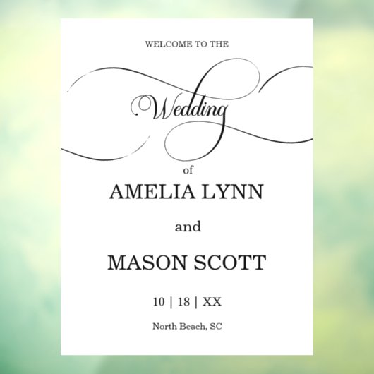 Moderne Wedding Window Cling Decal voor Spiegels (Vel 3)