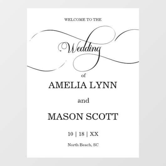 Moderne Wedding Window Cling Decal voor Spiegels (Vel)