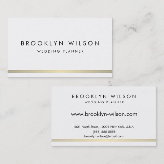 Moderne weddingplanner met gouden lijnen visitekaartje (Voorkant / Achterkant)