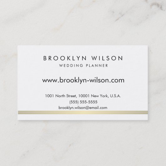 Moderne weddingplanner met gouden lijnen visitekaartje (Achterkant)