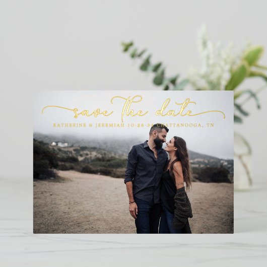 Moderne weduwschap van het Manuscript sparen de Da Folie Uitnodiging (Staand Voorkant)