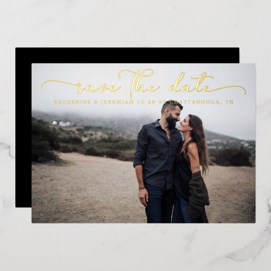 Moderne weduwschap van het Manuscript sparen de Da Folie Uitnodiging (Voorkant / Achterkant)