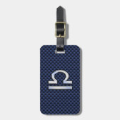 Moderne Weegtekening op Navy Blue Carbon Fiber Bagagelabel (Voorkant verticaal)
