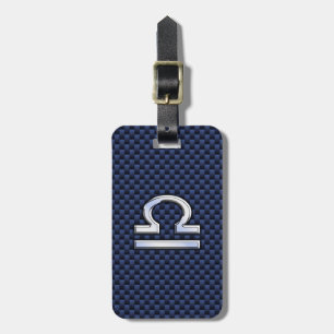 Moderne Weegtekening op Navy Blue Carbon Fiber Bagagelabel