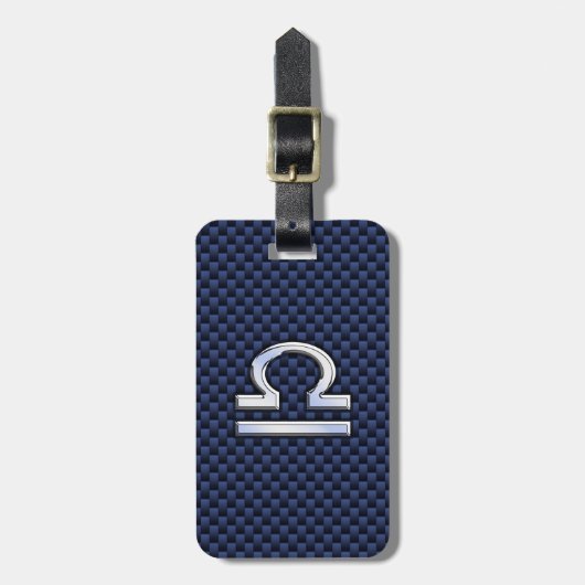 Moderne Weegtekening op Navy Blue Carbon Fiber Bagagelabel (Voorkant verticaal)