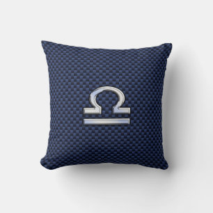 Moderne Weegtekening op Navy Blue Carbon Fiber Kussen
