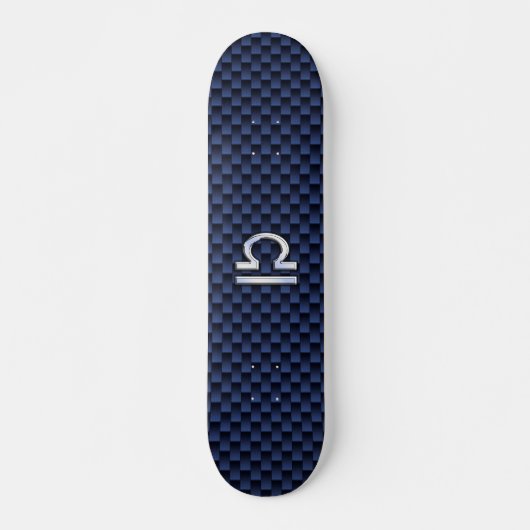 Moderne Weegtekening op Navy Blue Carbon Fiber Persoonlijk Skateboard (Voorkant)