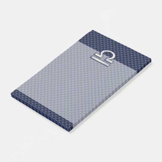 Moderne Weegtekening op Navy Blue Carbon Fiber Post-it® Notes (Schuin)