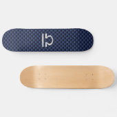 Moderne Weegtekening op Navy Blue Carbon Fiber Skateboard (Horizontaal)