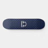 Moderne Weegtekening op Navy Blue Carbon Fiber Skateboard (Horizontaal)