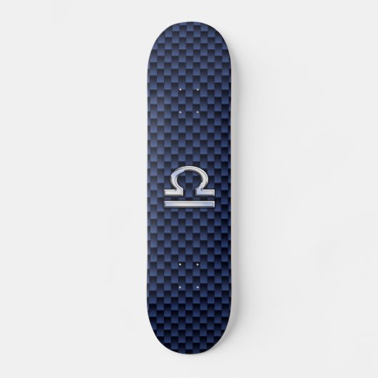 Moderne Weegtekening op Navy Blue Carbon Fiber Skateboard (Voorkant)