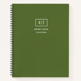 Moderne Weekblad Maandblad Donkergroene Monogram Notitieboek