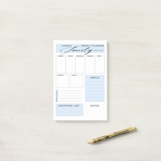 Moderne weekblad voor familie post-it® notes (Op bureau)