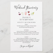 Moderne weekend verjaardag itinerary uitnodiging (Voorkant)