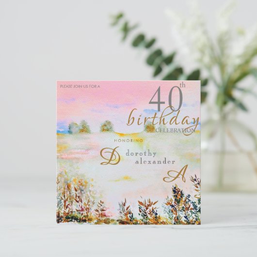 Moderne weide bloemenlandschap Verjaardag Kaart (Staand voorkant)