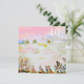 Moderne weide bloemenlandschap Verjaardag Kaart (Staand voorkant)