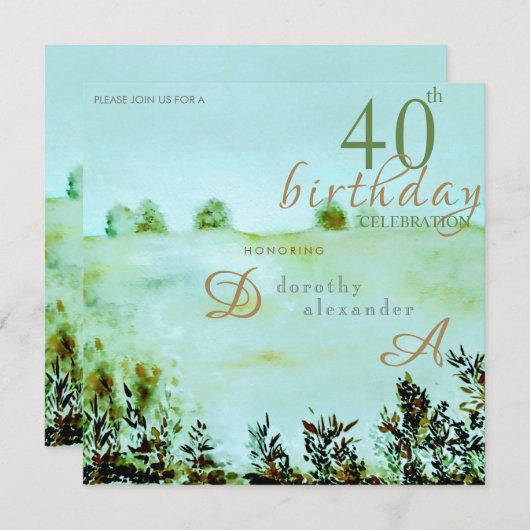 Moderne weide land aan zee landschap verjaardag kaart (Voorkant / Achterkant)