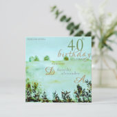 Moderne weide land aan zee landschap verjaardag kaart (Staand voorkant)