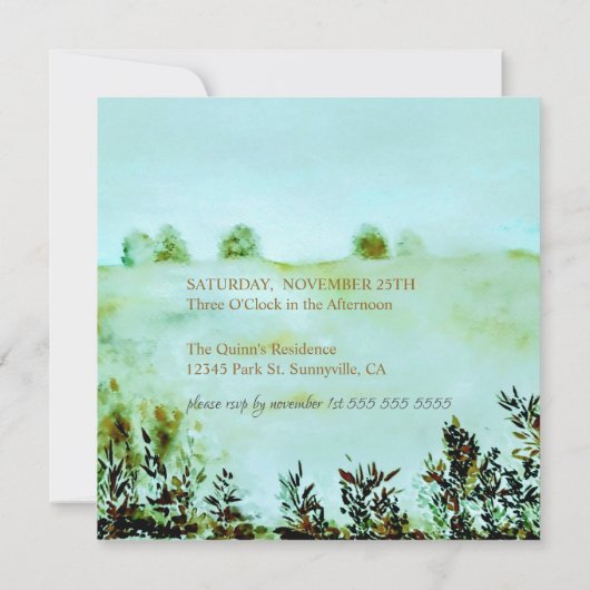 Moderne weide land aan zee landschap verjaardag kaart (Achterkant)