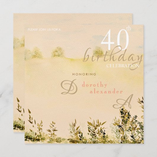 Moderne weide land bloemenlandschap verjaardag kaart (Voorkant / Achterkant)