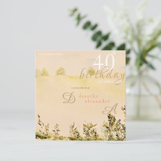 Moderne weide land bloemenlandschap verjaardag kaart (Staand voorkant)