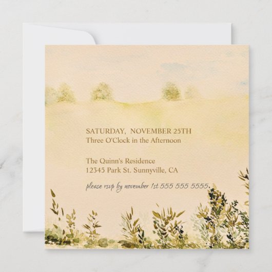 Moderne weide land bloemenlandschap verjaardag kaart (Achterkant)