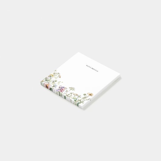 Moderne weide Wildbloemen delicaat design Post-it® Notes (Schuin)