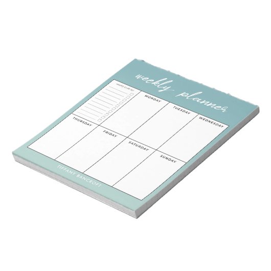 Moderne Wekelijkse planning voor script | Jouw nam Notitieblok (Linkerzijde)