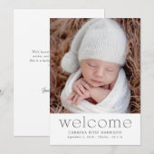 Moderne Welkom Baby Foto Geboorte Aankondiging (Voorkant / Achterkant)