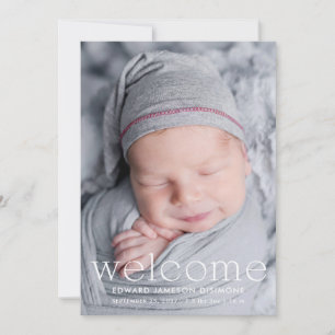 Moderne Welkom Baby Foto Geboorteaankondiging Aankondiging