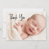 Moderne Welkom Baby shower Foto Bedankkaart (Voorkant)