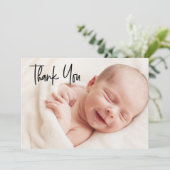 Moderne Welkom Baby shower Foto Bedankkaart (Staand voorkant)