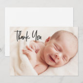 Moderne Welkom Baby shower Foto Bedankkaart (Voorkant / Achterkant)