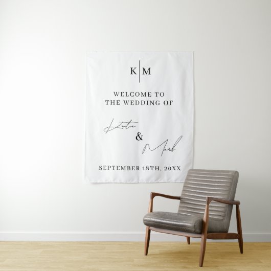 Moderne Welkom bij Ons Trouwscript Bord Wandkleed (In situ)
