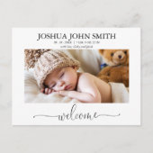 Moderne welkom kalligrafie geboorte aankondiging briefkaart (Voorkant)