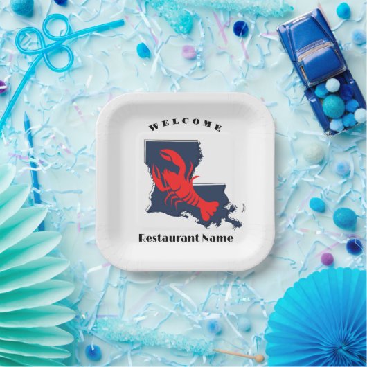 Moderne welkom rivierkreeft Louisiana aangepaste n Papieren Bordje (Feest)