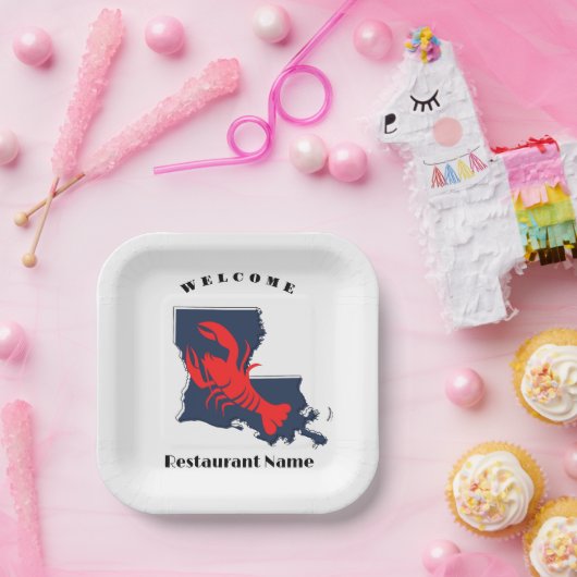 Moderne welkom rivierkreeft Louisiana aangepaste n Papieren Bordje (Feest)