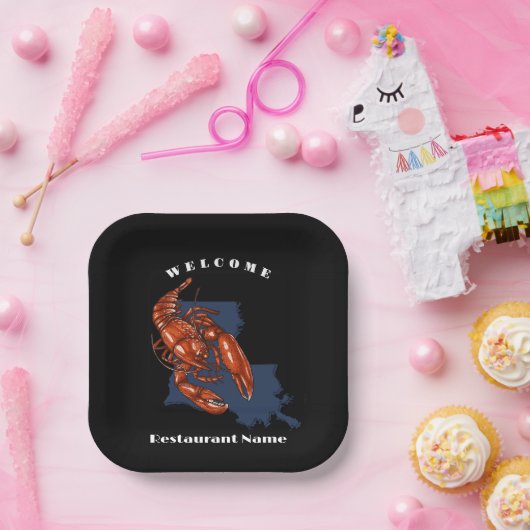 Moderne welkom rivierkreeft Louisiana aangepaste n Papieren Bordje (Feest)