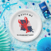 Moderne welkom rode rivierkreeft Louisiana aangepa Papieren Bordje (Feest)