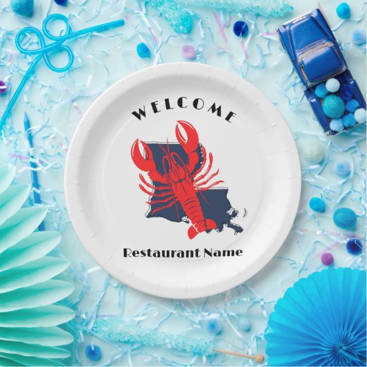 Moderne welkom rode rivierkreeft Louisiana aangepa Papieren Bordje (Feest)