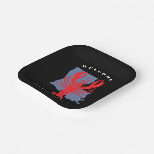 Moderne welkom rode rivierkreeft Louisiana aangepa Papieren Bordje (Gebogen)