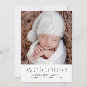 Moderne Welkomst Baby Foto Geboorte Aankondiging