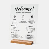 Moderne welkomstboodschap voor verhuurhuizen acryl bord (Hoek)